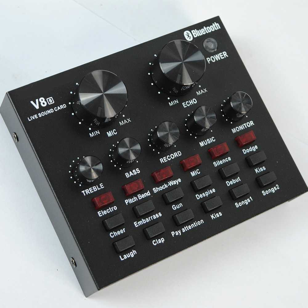 Soundcard V8s TaffSTUDIO Bluetooth Audio USB External Soundcard V8s Broadcast Mic