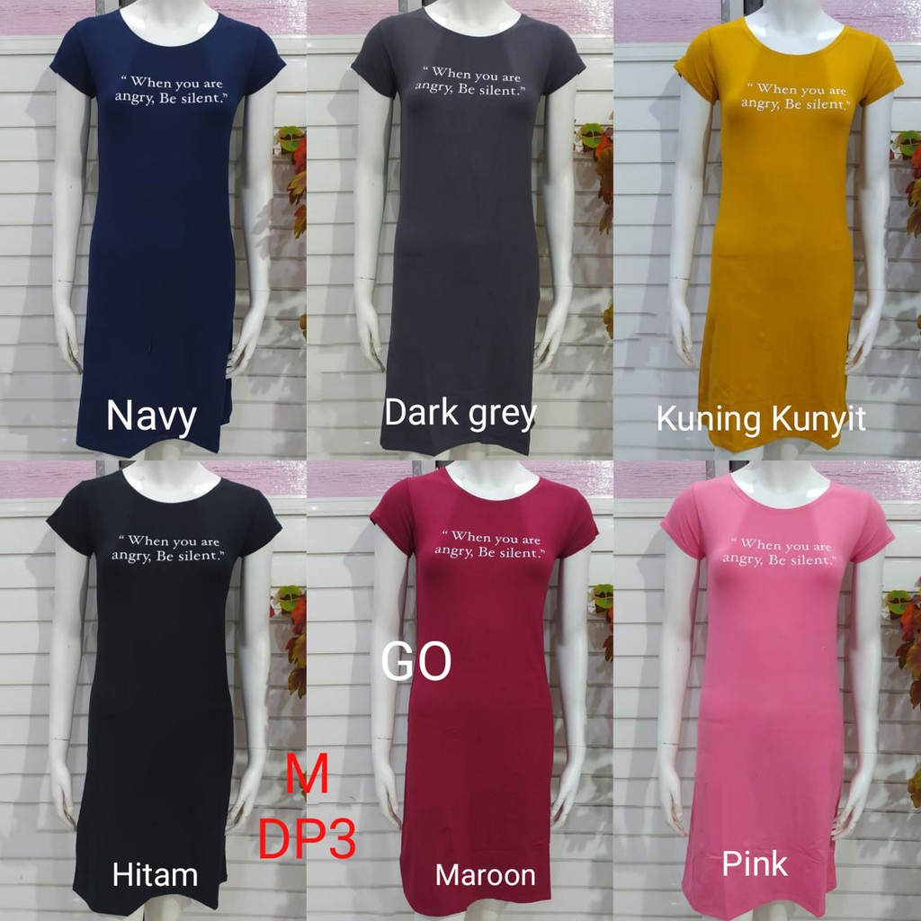 gof DP LMN DRESS/DASTER Wanita Casual Motif Polos Pakaian Perempuan Lengan Pendek