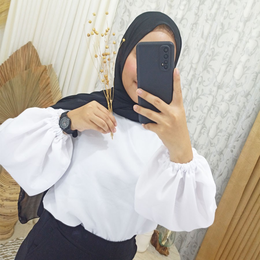 OLA TOP BLOUSE LENGAN BALON KATUN GL FASHION