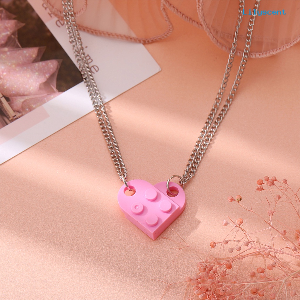 2pcs Kalung Choker Liontin Bentuk Hati Dapat Dilepas Untuk Pria Dan Wanita