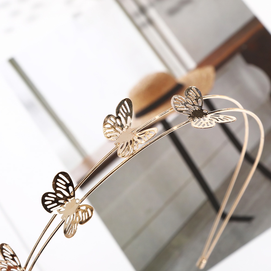 Headband Butterfly Bahan Alloy Warna Gold Silver Gaya Korea Untuk Aksesoris Rambut Wanita