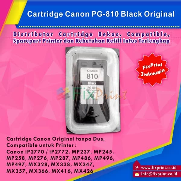 

Cartridge Loose Pack Original Canon PG-810 PG810 810 Black Tanpa Box FSB1841