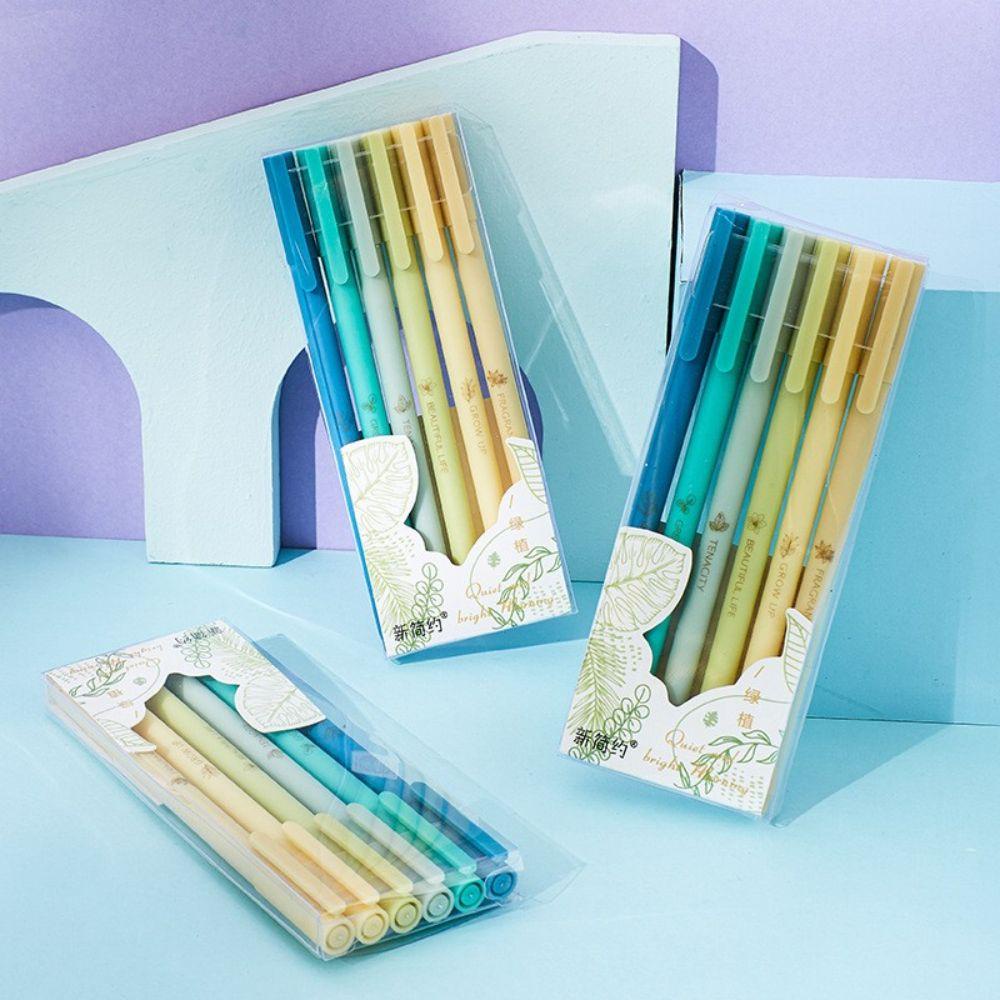Lanfy Set Pulpen Tinta Hitam Lucu Vintage Minimalis Perlengkapan Kantor 0.38mm Pulpen Tulisan
