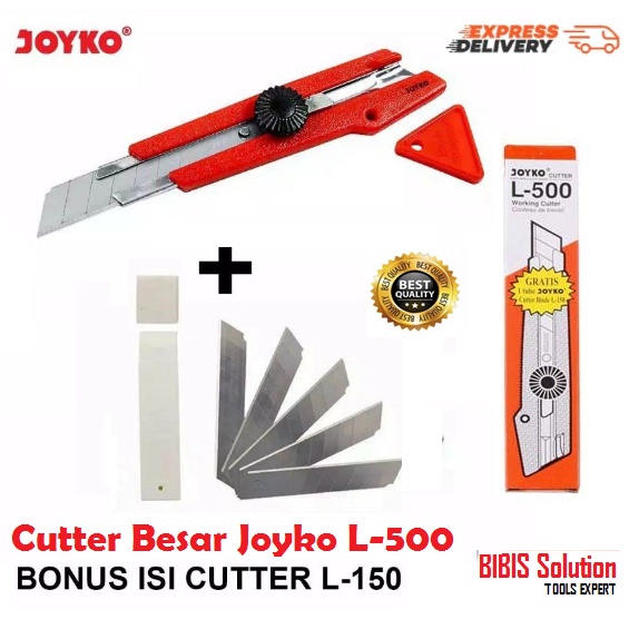

JOYKO Cutter Besar L 500 Pisau Cutter Besar plus Isi Refill Blade Pisau Kater Bonus Isi 5 pcs