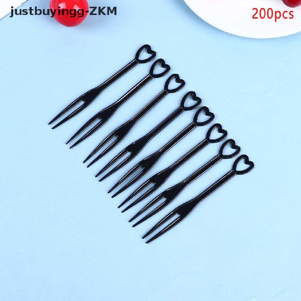 [justbuyingg] 500pcs/200pcs Heart-Shaped Cake Forks Mini Children Plastic Dessert Fruit Fork [zkm]