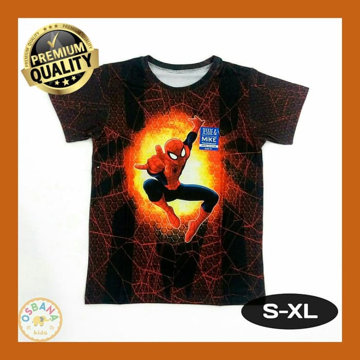Baju Kaos Anak Karakter | Spiderman | Jessie Mike (S-XL)