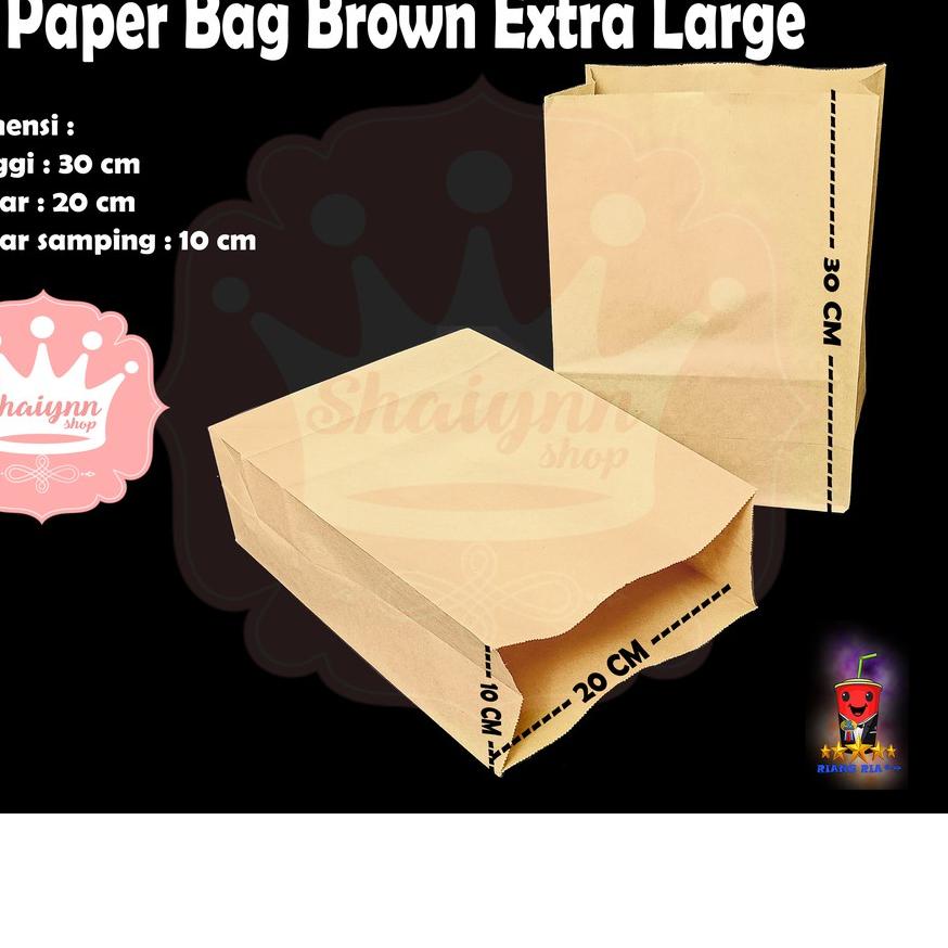 

➳ ISI 100 PCS PAPER BAG BROWN EXTRA LARGE / KANTONG KERTAS MAKANAN / LUNCH BAG ➥