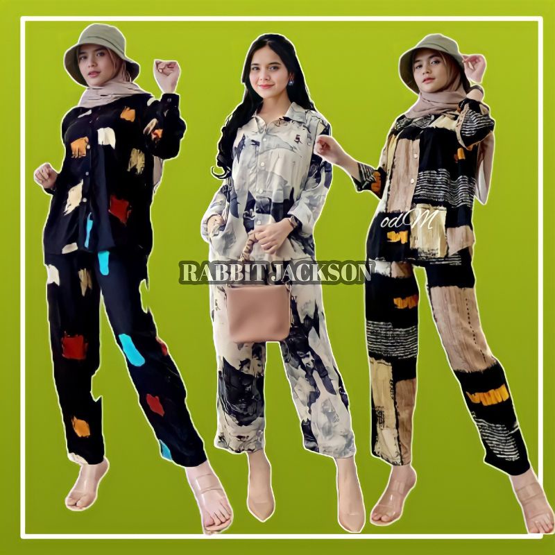 BAJU ONE WAN ON SET DAILY OOTD PAJAMAS PIYAMA PAKAIAN TIDUR CELANA SETELAN SETCEL TIE DYE 1 SATU KEMEJA BAHAN KATUN RAYON TWILL VISCOSE MODEL MOTIF TERBARU PREMIUM WANITA DEWASA TANGAN LENGAN PANJANG KEKINIAN JUMBO MURAH 2022 FASHION KOREAN STYLE LD 120