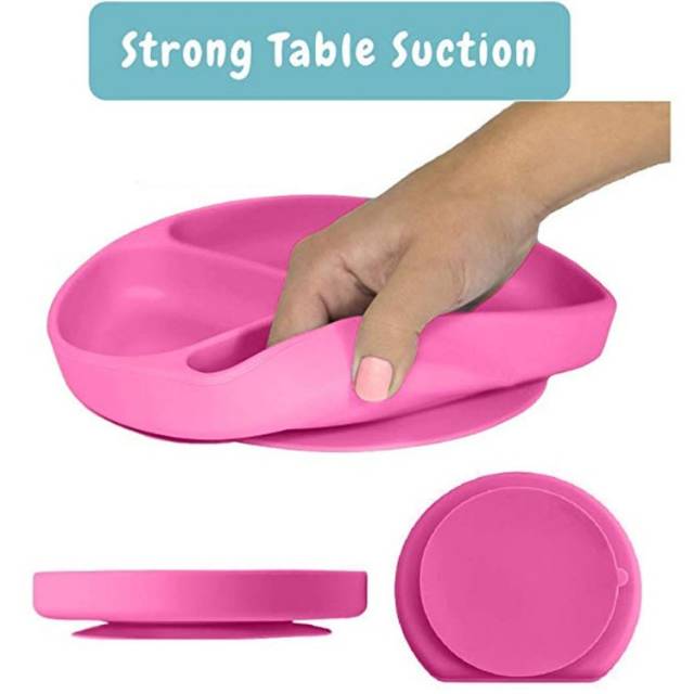 Suction Baby Food Plate Silicone Piring Makan Suction Anti Tumpah Bayi