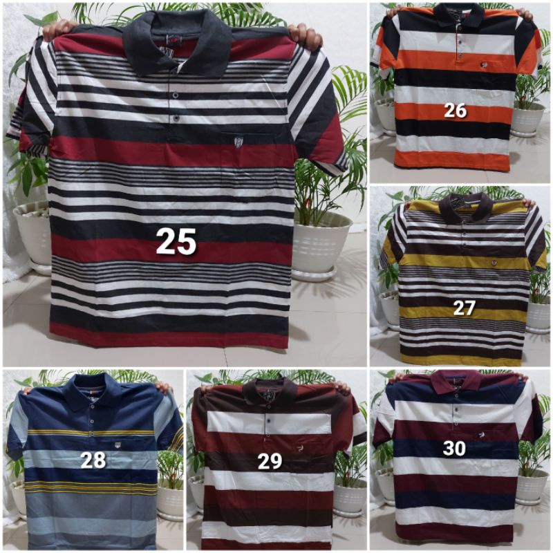 Kaos Salur 3XL Kaos Kerah Jumbo 3XL XXXL 3L - Kaos Big Size 3XL XXXL - Kaos Kerah Jumbo Garis - Kaos Wangki Dewasa