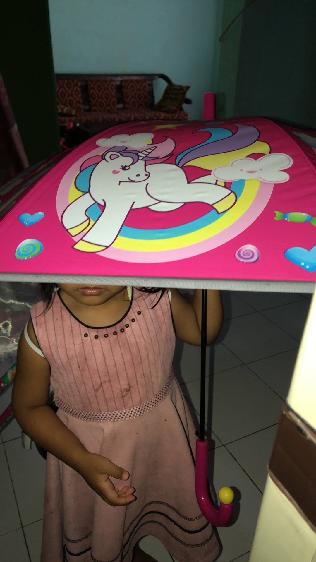Payung Anak Karakter Unicorn Gagang Tongkat.