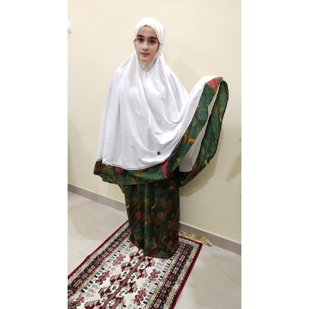 Mukena Santri Batik Dewasa / Bahan Katun Berkualitas / Alesya Muslim