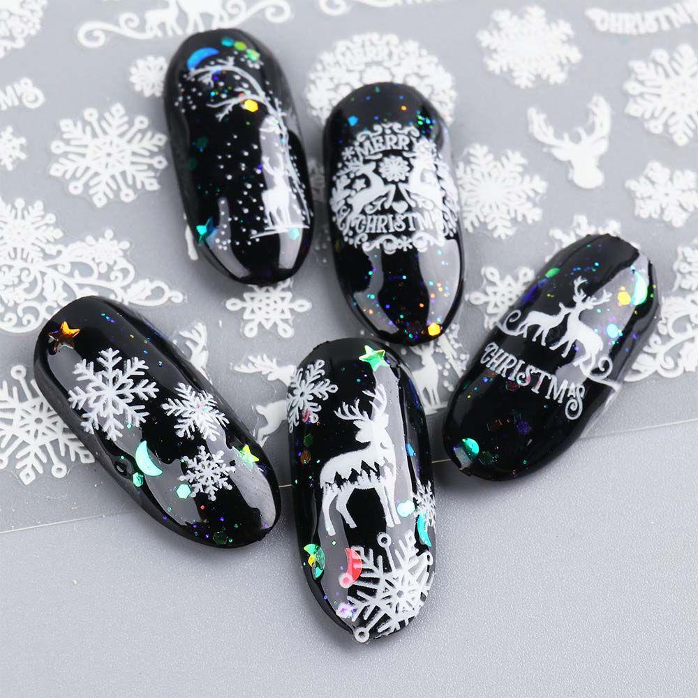 Agustina Christmas Nail Art Winter Glowing Decals Snowflake Pohon Natal Mermaid DIY Dekorasi Kuku