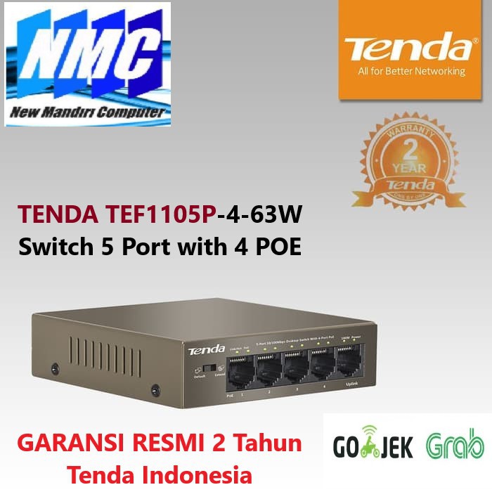 Tenda TEF1105P-4-63W Switch 5 Port with 4 POE