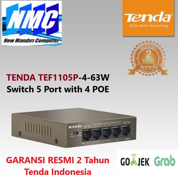 Tenda TEF1105P-4-63W Switch 5 Port with 4 POE