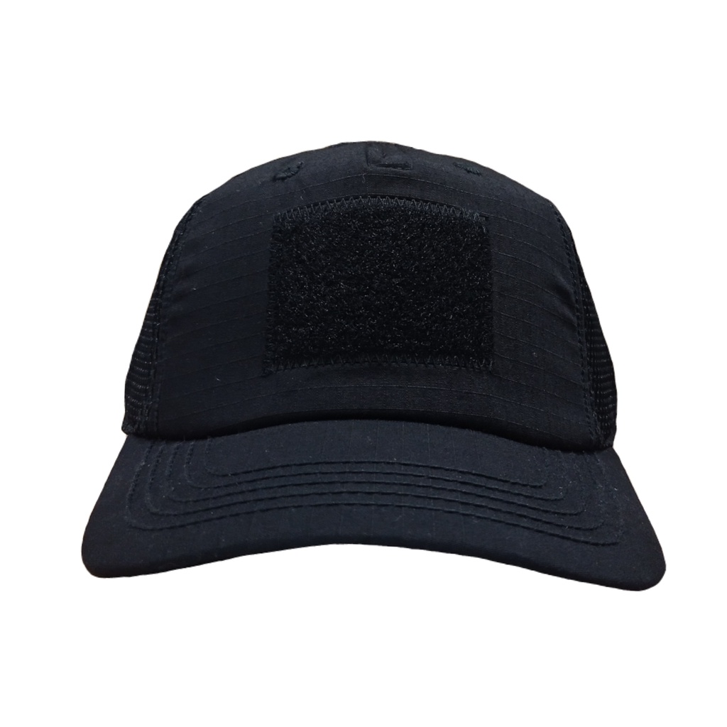 Topi Tactical/Perekat Hitam Ripstop Kombinasi Doublemesh