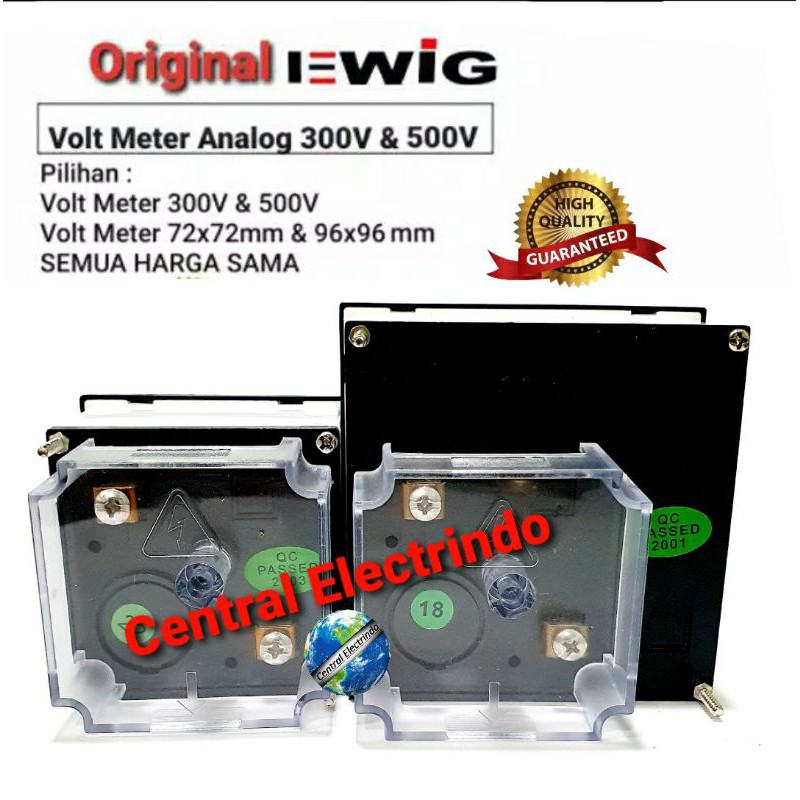 Volt Meter Analog EWIG 300V &amp; 500V/72x72mm &amp; 96&amp;96mm.