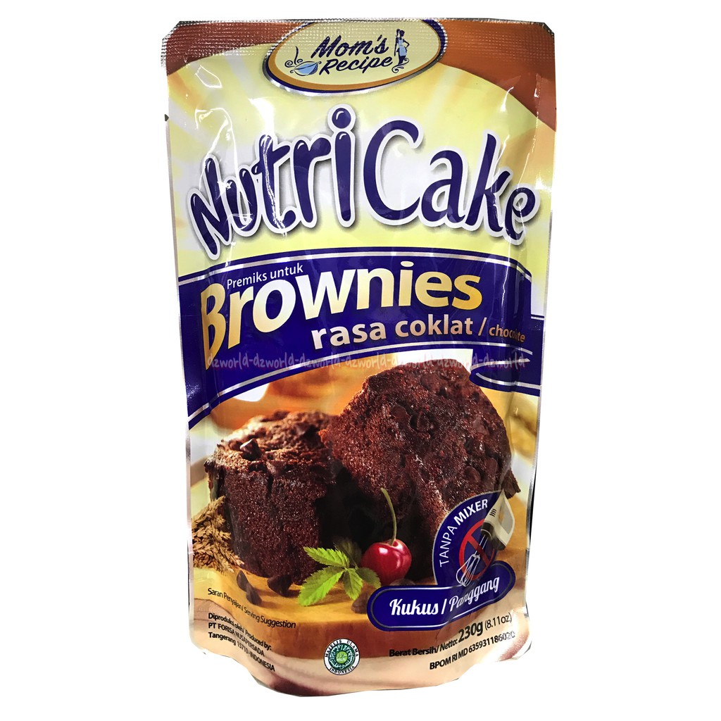 Nutricake Premiks Untuk Brownies Kukus Panggang 230gr Rasa Coklat Tepung Instan Mom's Recipe