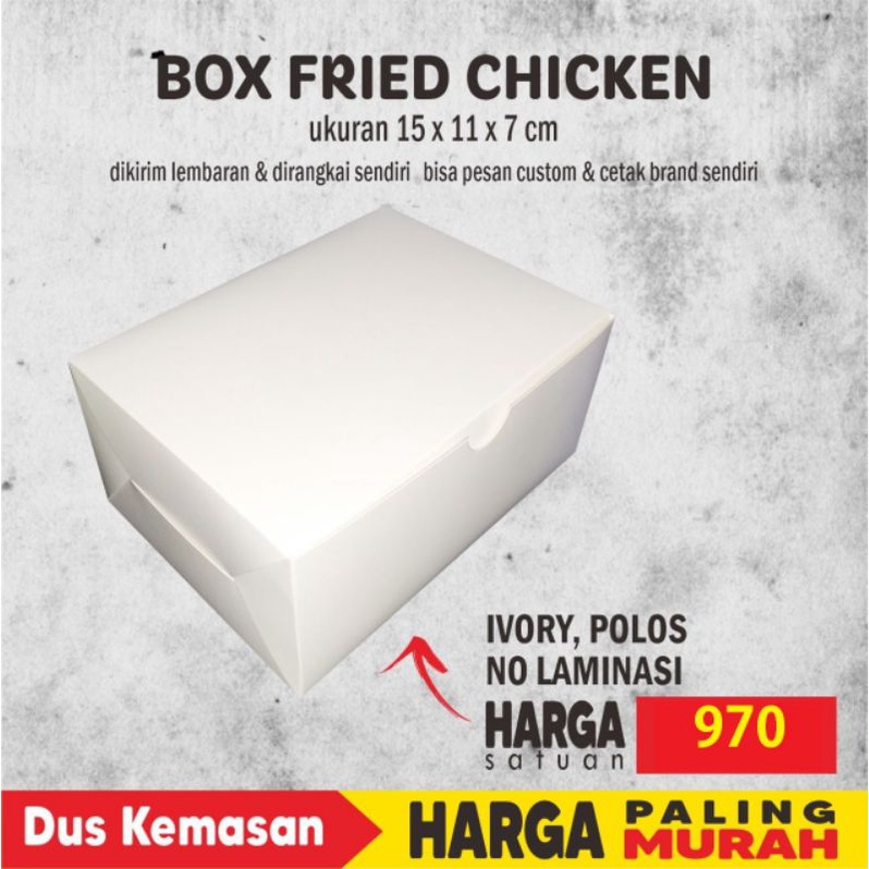 Box Fried Chicken Polos Ivory Foodgrade 15 x 11 x 7 cm