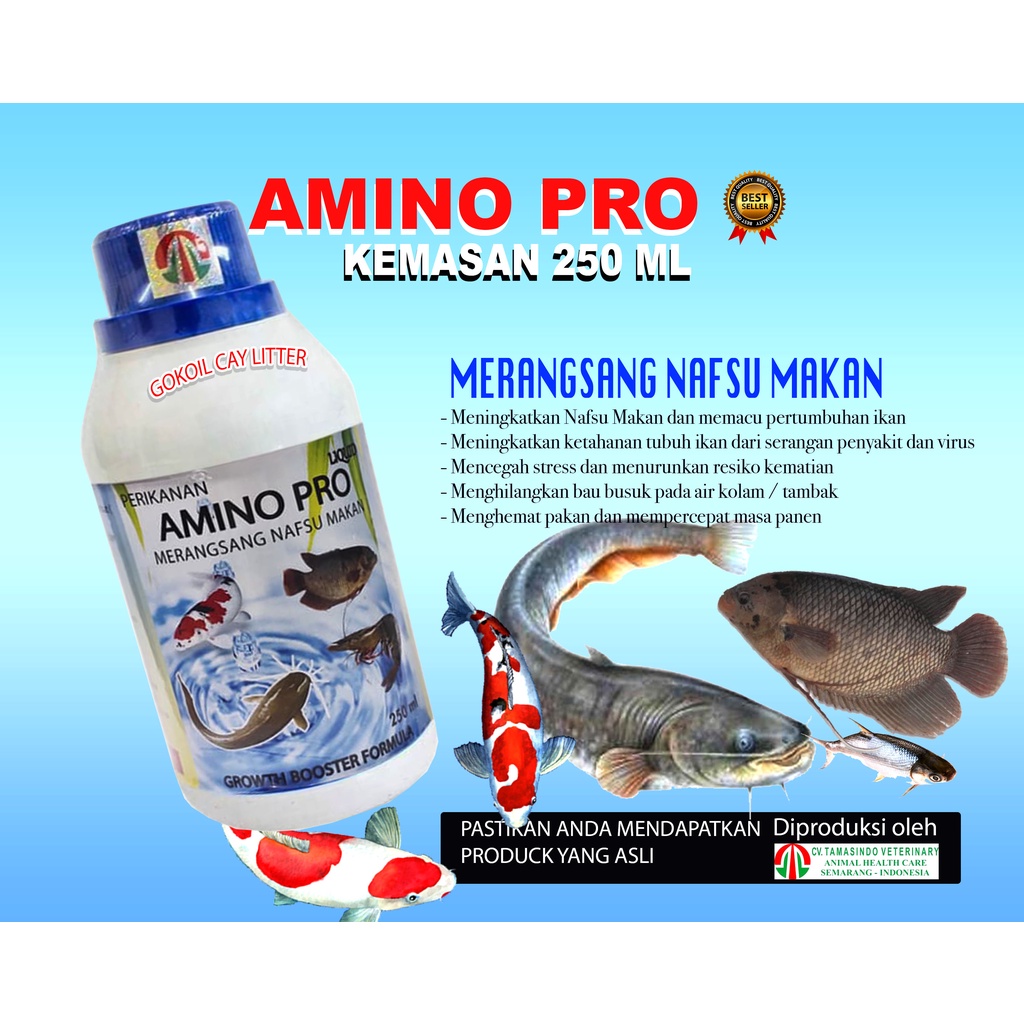 AMINO PRO 250 ML-VITAMIN PENGGEMUK IKAN,-PENAMBAH NAFSU MAKAN IKAN-DENGAN ASAM AMINO