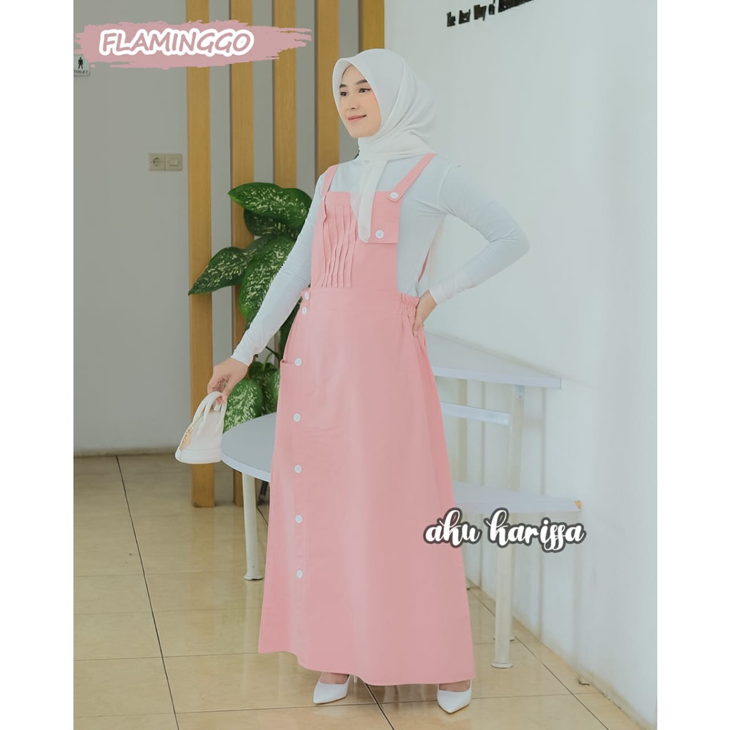 MIDI DRESS SANDRIA dan haruka overall aku karissa oversize jumbo susun umpak canda muslim syari stylish terbaru