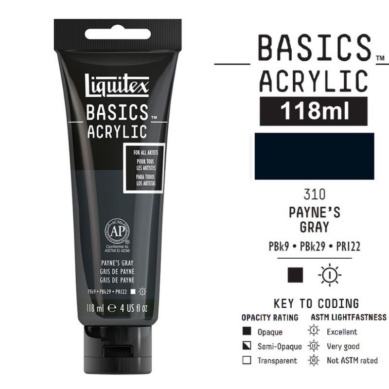 

LIQUITEX BASICS ACRYLIC COLOUR 118 ML PAYNES GRAY