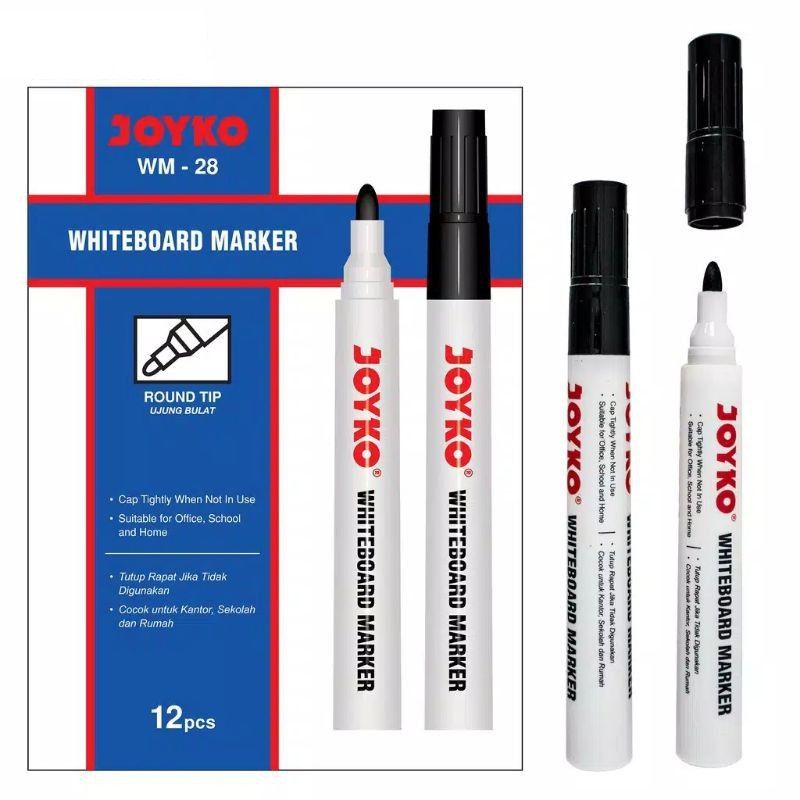 Spidol WhiteBoard Marker Spidol Joyko WM-28 HITAM (PCS)