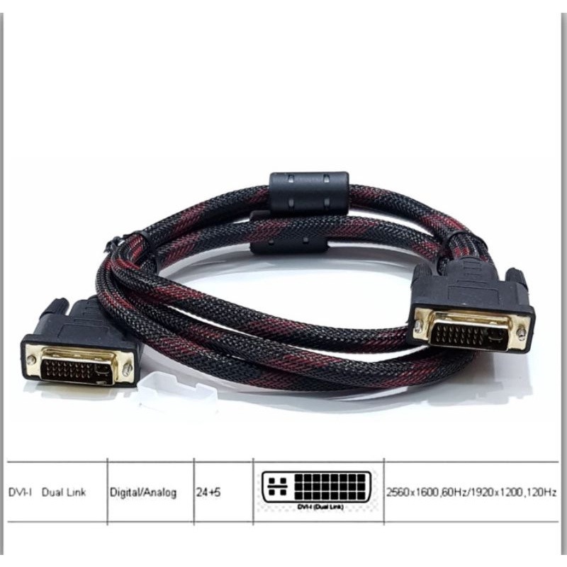 Kabel DVI to DVI 1.5m Gold Plate Dual Link ( DVI-D 24+1 / DVI-I 24+5 )