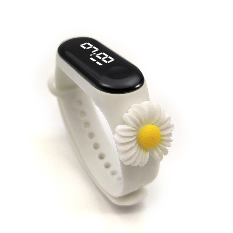 Jam Tangan Elektronik Tahan Air IP67 Motif Kartun Anak Laki-laki Perempuan LED Minimalis Gelang A25-Putih Flowor