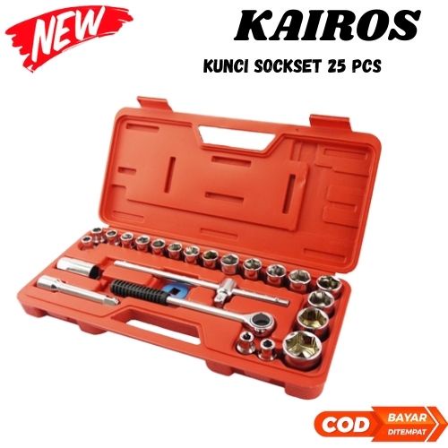 Termurah - YUKIDO Kunci Shock Set Obeng Tekiro Original Sok Lengkap Soket Konci Shok Kenmaster Perkakas Bengkel Alat Paket 24 Sock 1 Motor Wrench Socket