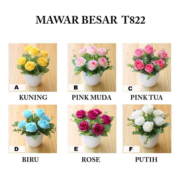 {Lav - T822} Tanaman Hias Bunga / Tanaman Bunga Plastik /  Tanaman Ornamen / Bunga Dekorasi Rumah-Mawar Besar