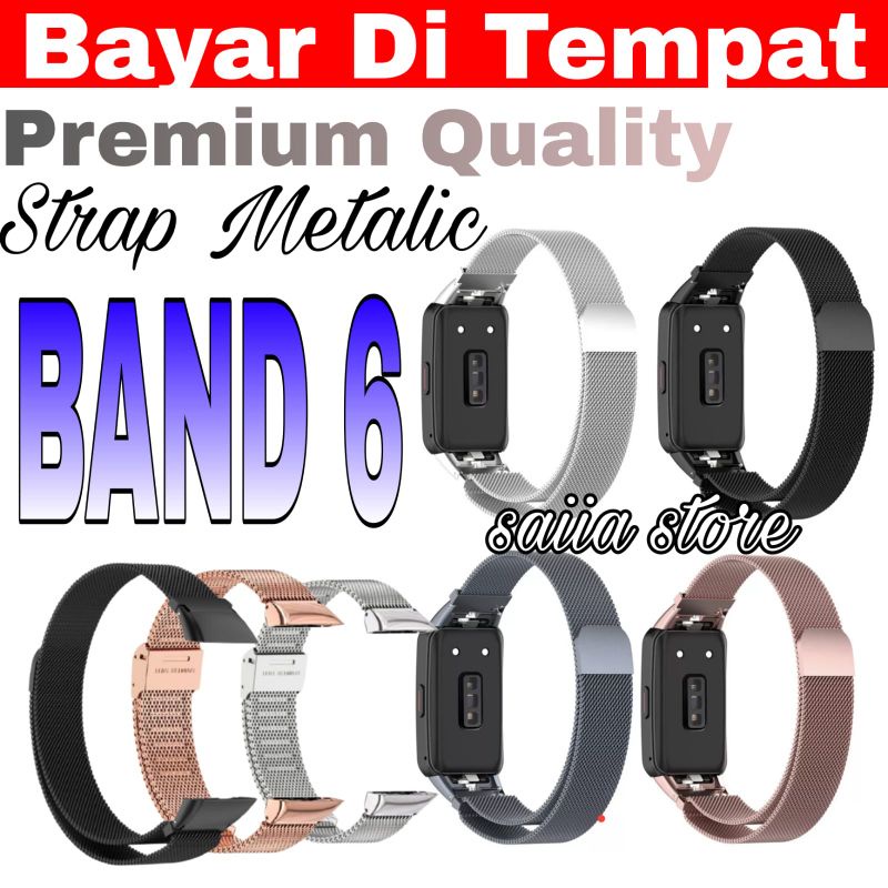 Saiia Store Metalic Strap Huaweii Band 6 Tali jam Metalic pengganti untuk Band6 Honorr dan huaweii