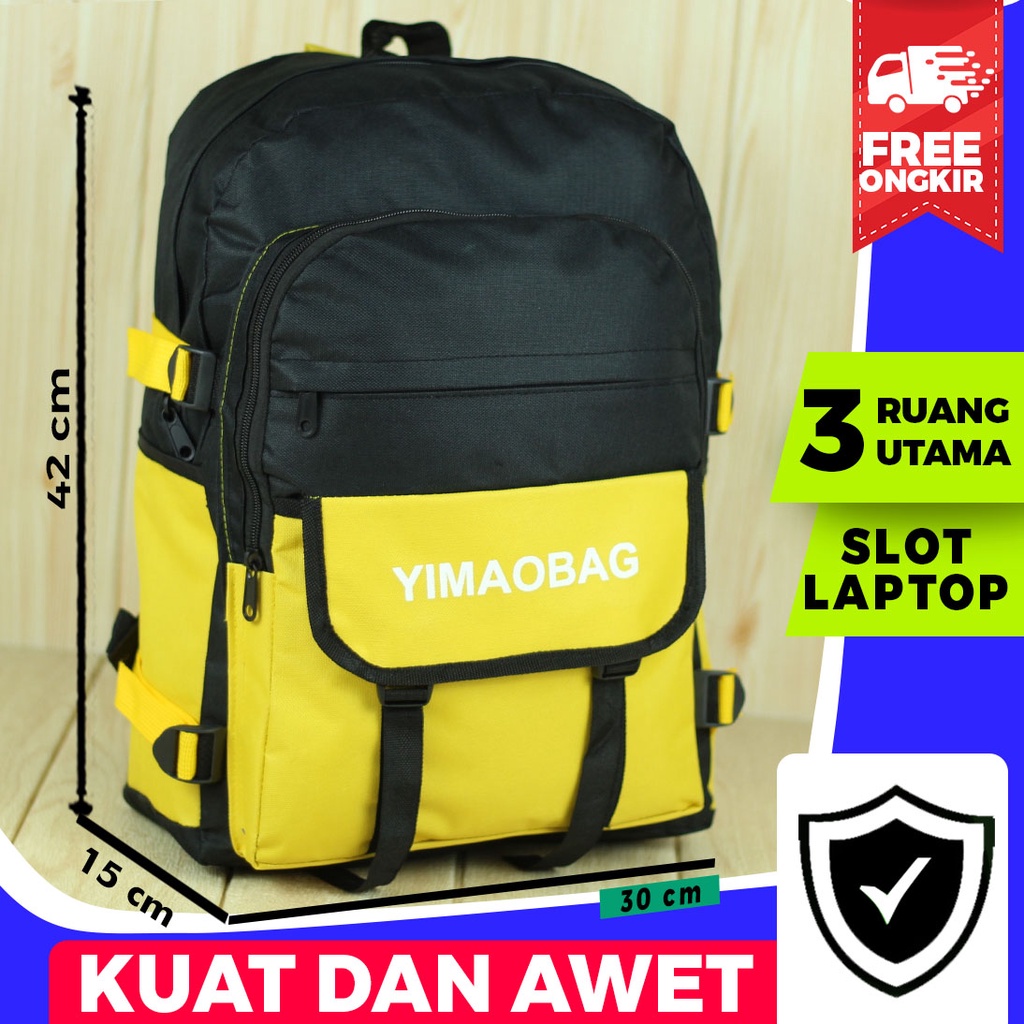 Tas Sekolah Ransel Remaja Yimaobag Kuning Fashionable Gendong Korean Stylish Tas Smp Perempuan Cantik Bahan Polyester Bisa COD Murah