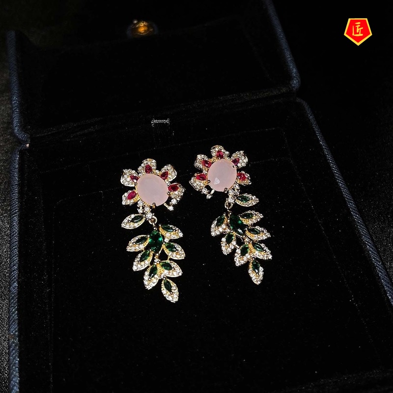 [Ready Stock]Fashion Elegant S925 Silver Flower Leaf Earrings