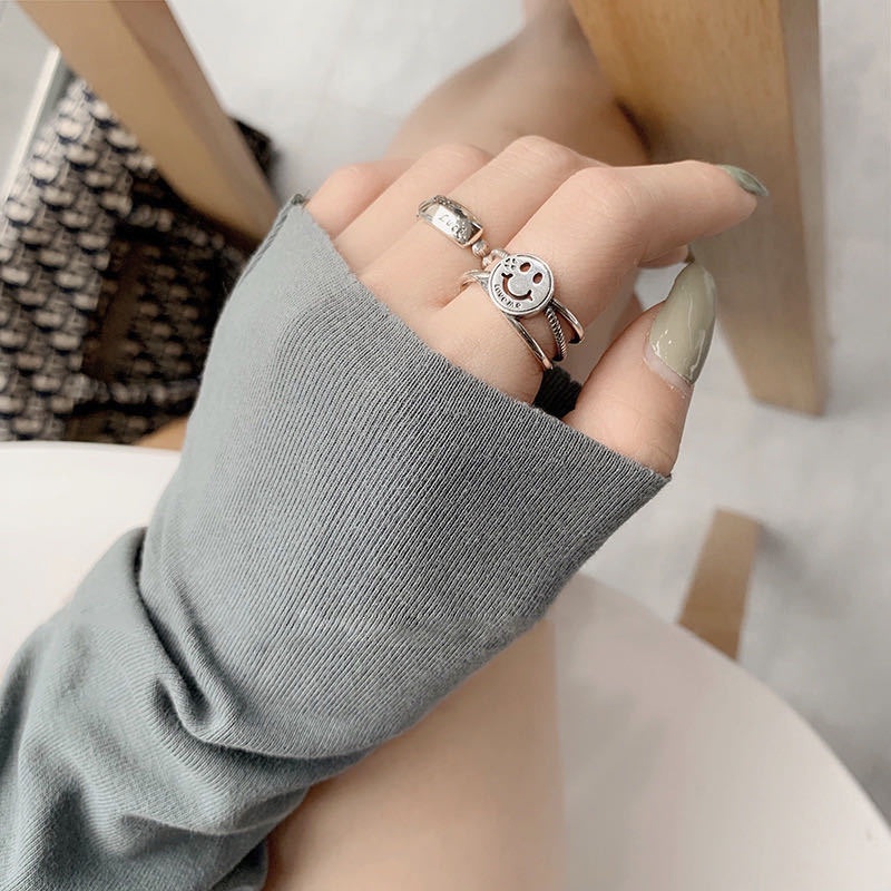 Cincin Tersenyum Gadis Fashion Kepribadian Cincin Perhiasan Perhiasan Pasangan