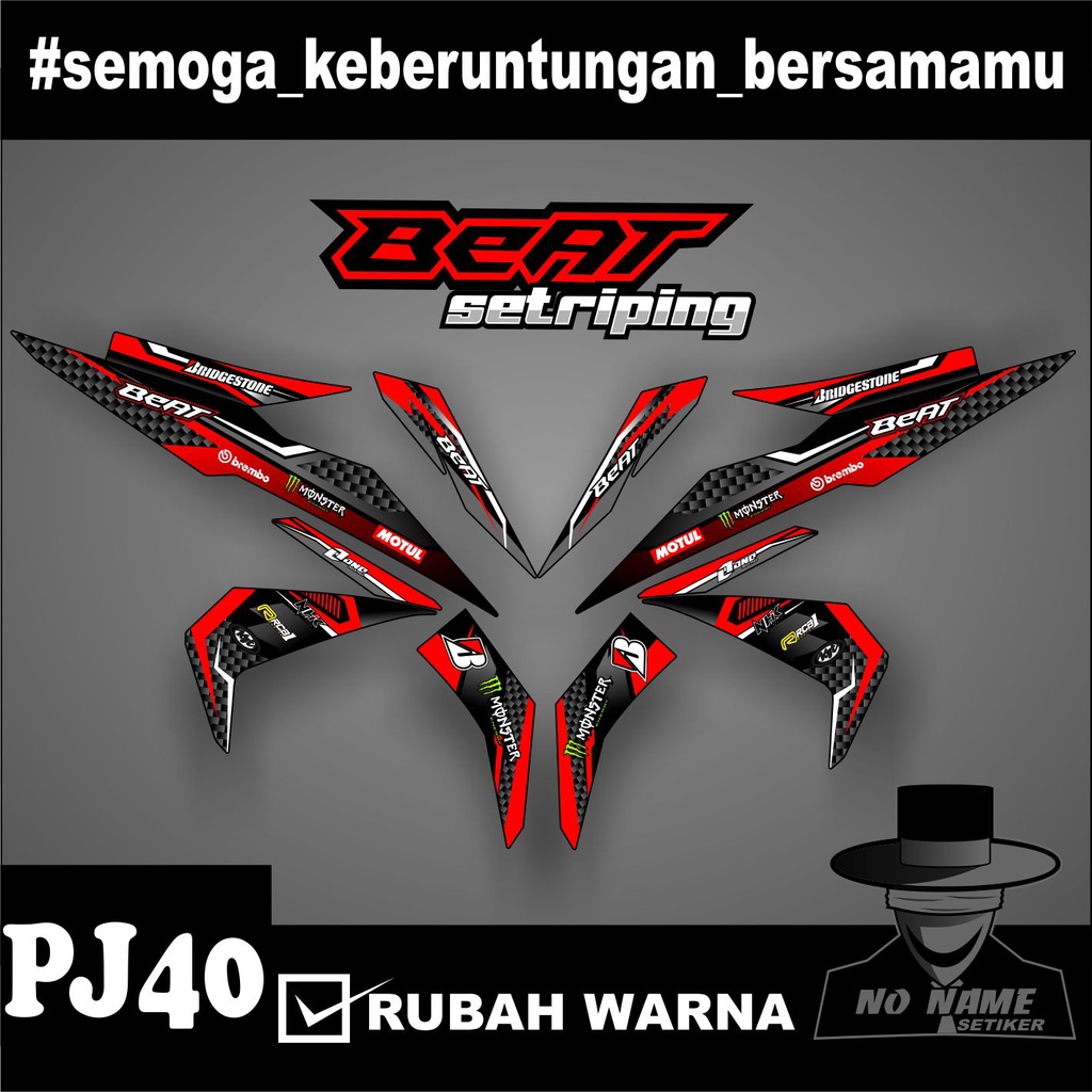 Striping stiker setiker Motor Beat esp (pj40) 2016 2017 2018 2019 / Fi New Esp Iss Variasi Honda 002