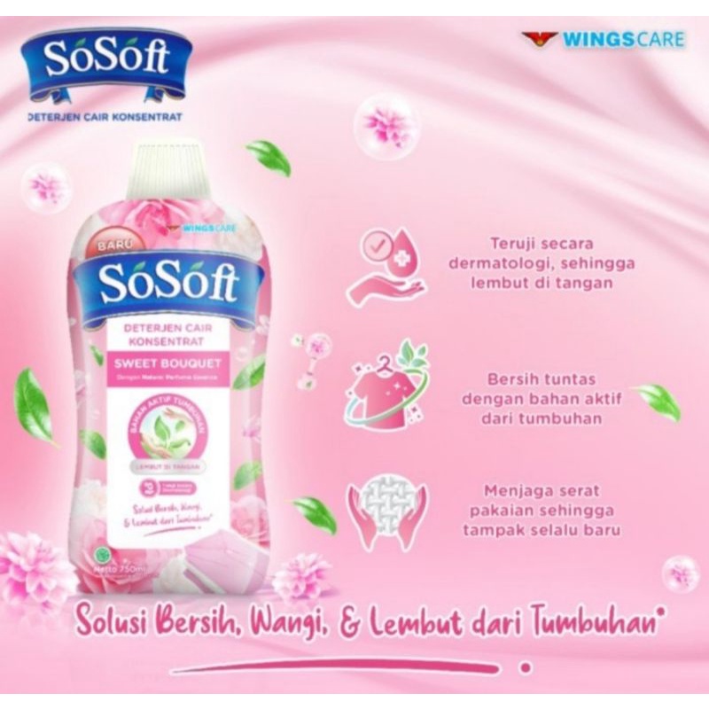 SOSOFT DETERJEN CAIR 700ML LEMBUT WANGI