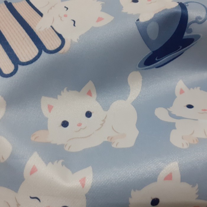 Bahan motif kucing putih (meteran)-Bahan tas anak