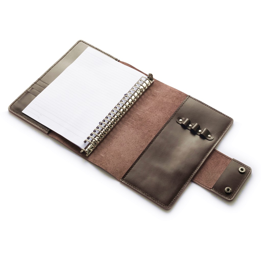 binder kulit asli A5 agenda ring loose leaf warna coklat - PHBD1008