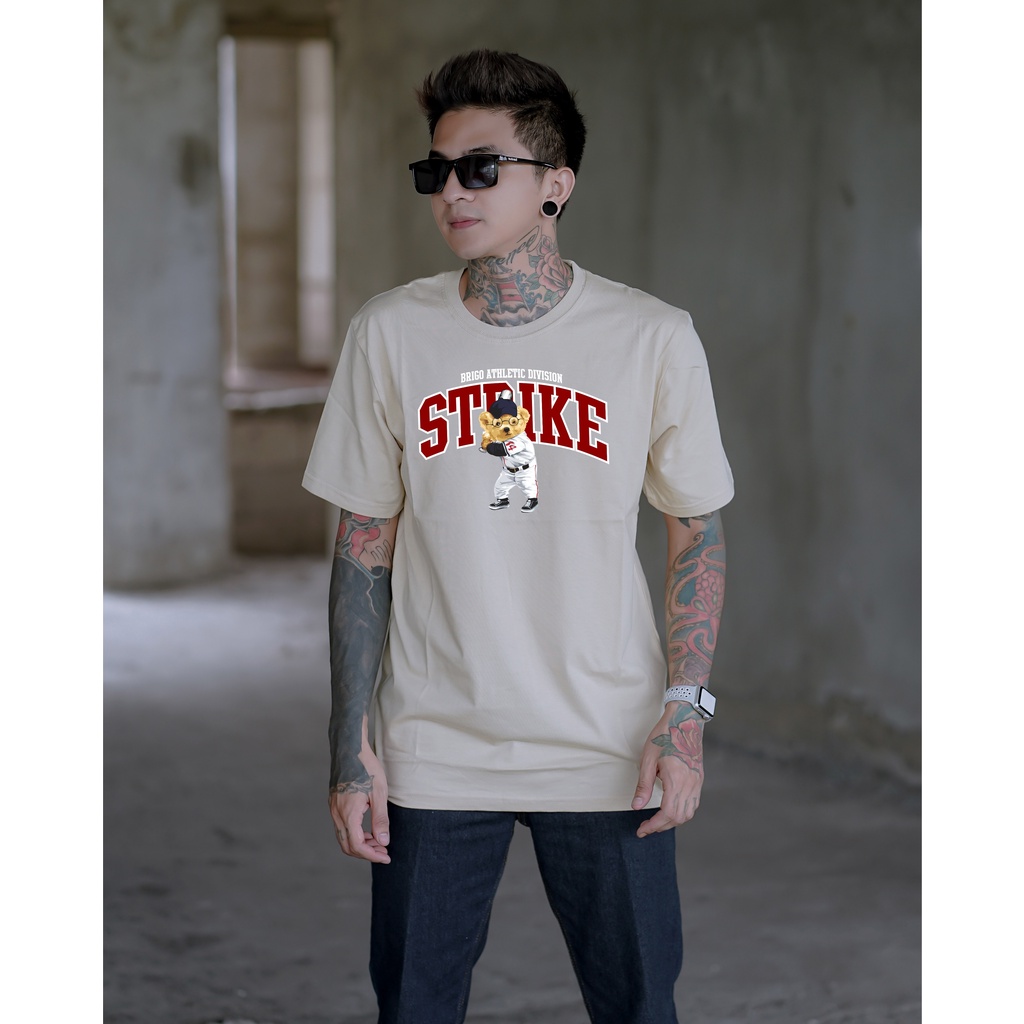 BRIGO Kaos Lengan Pendek Bear STRIKE II Kaos Distro BRIGO Beruang STRIKE  II Kaos Katun Combed M-XL ( Pria &amp; Wanita )