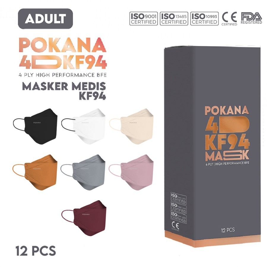 POKANA 4D KF94 Earloop Medical Face Mask ( Pouch isi 2's)