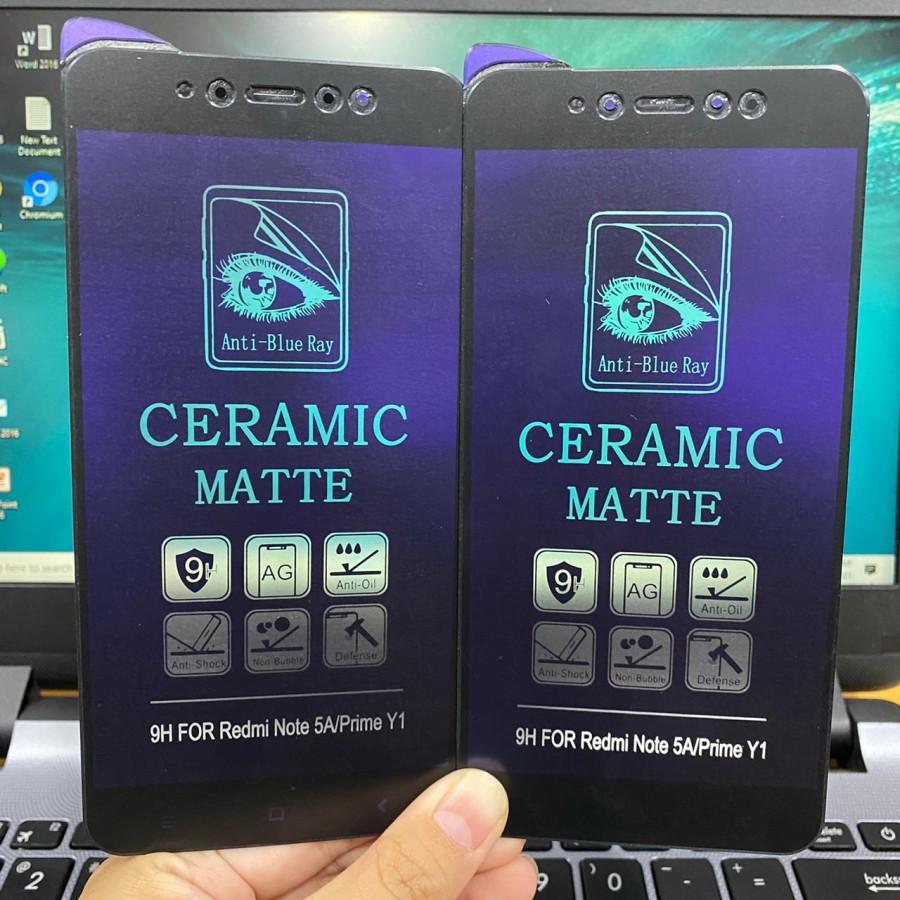 XIAOMI REDMI NOTE 5A Ceramic Matte Blue Ray Screen Guard Anti Radiasi Full Cover