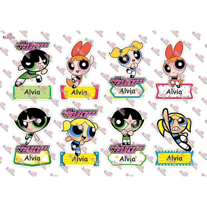 

LABEL NAMA THE POWERPUFF GIRLS 32 STIKER - WATERPROOF - 1 Nama PG1XL1