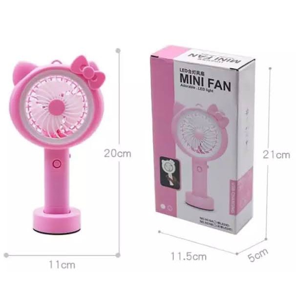 Kipas Angin Mini Tancap Genggam Lipat Portable LED Karakter Hello Kitty Original Murah