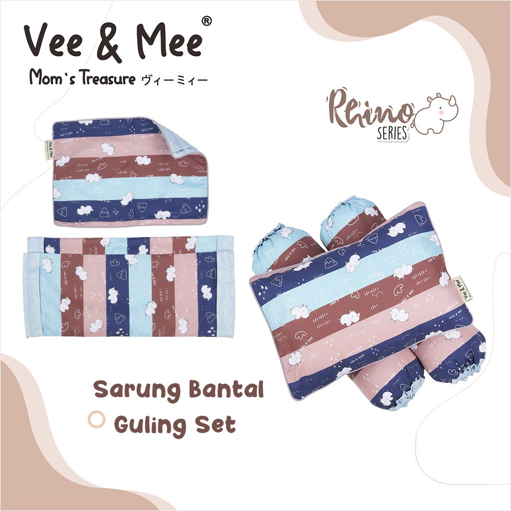 Vee &amp; Mee Sarung Bantal Guling Bayi Set Anti Bakteri Rhino Series - VMS 2010