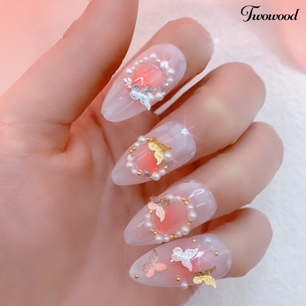 Twowood Ornamen Kupu-Kupu Bahan Metal Untuk Dekorasi Nail Art