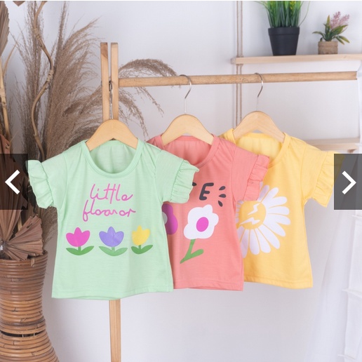 Baju Kaos Anak CEWEK SABLON LUCU /Bayi Perempuan Model Tangan Terompet 0-7 Tahun