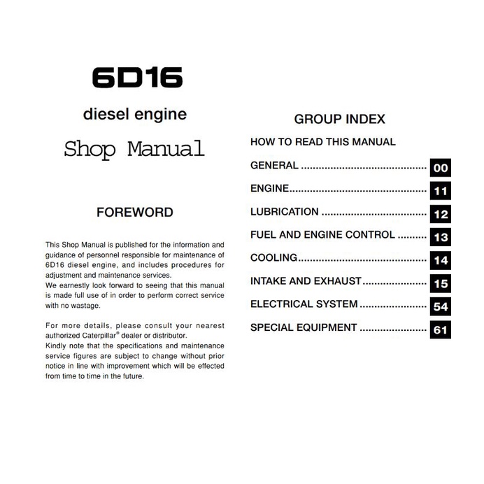 

shop manual engine mitsubishi 6D16