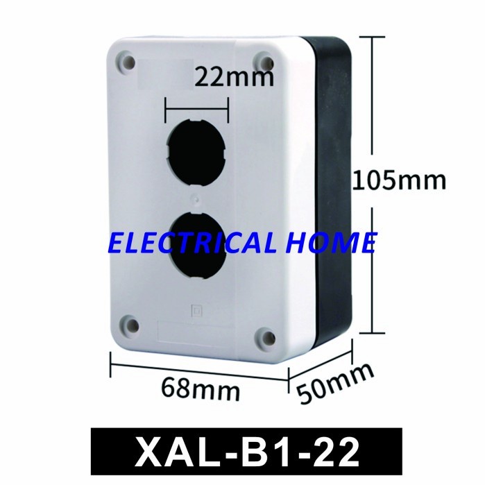 Control Box Push Button 22mm 2 Lubang Hitam+Putih