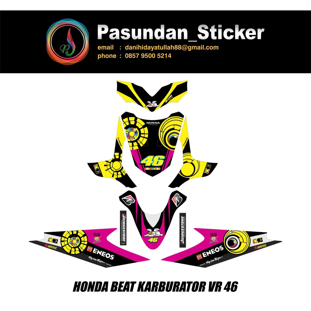 Stiker Motor Beat Angry Magenta